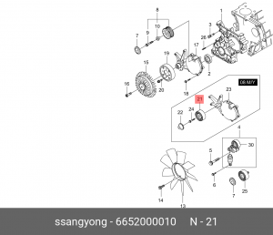 Ролик приводного ремня SSANGYONG Kyron (07-),Rexton (07-) (D20/27) обводной OE 6652000010 SSANG YONG