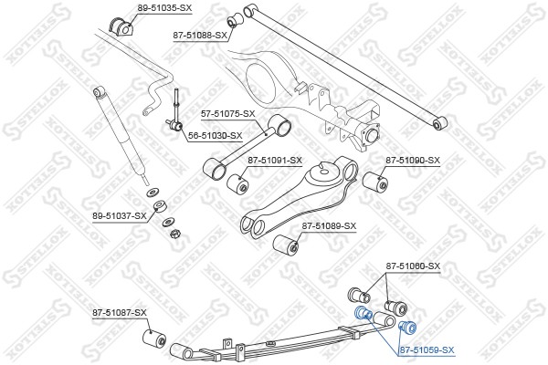 сайлентблок рессоры зад. нижн.!\ Hyundai H100 93> 87-51059-SX STELLOX