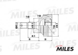 ШРУС наружный CITROEN BERLINGO/PEUGEOT PARTNER 1.4-1.9D 98- (с ABS) (GKN 303250) GA20053 MILES