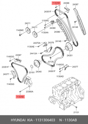 Болт HYUNDAI Starex H-1 (01-) KIA Sorento (06-) планки натяжителя цепи ГРМ OE 1131306403 HYUNDAI KIA