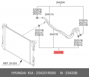 Патрубок HYUNDAI Solaris (10-) KIA Rio (11-) системы охлаждения OE 254201R000 HYUNDAI KIA
