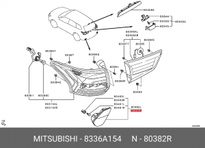 СВЕТООТРАЖАТЕЛЬ ПРАВЫЙ  8336A154 8336A154 MITSUBISHI