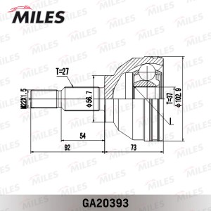 ШРУС наружный RENAULT LAGUNA/ESPACE 2.0-2.2 02- (SKF VKJA5383) GA20393 GA20393 MILES