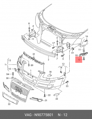Винт VW AUDI SEAT SKODA OE N 907 758 01 VAG