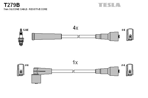 к-кт проводов!\ Opel OmegaA/Frontera 2.4 90> T279B TESLA