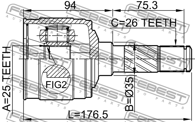 ШРУС 0511-B25RH 0511-B25RH FEBEST