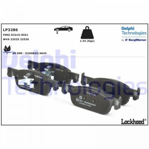LP1653 колодки дисковые п.\ Peugeot 307, Citroen Xsara 1.6-2.0/HDi 00> LP1653 DELPHI