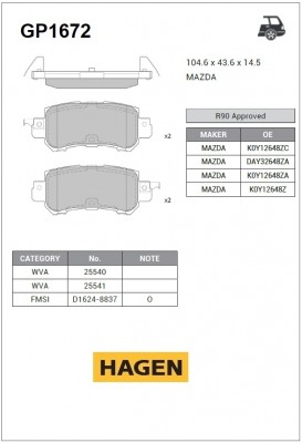Колодки задние MAZDA CX-3, CX-5 GP1672 GP1672 SANGSIN