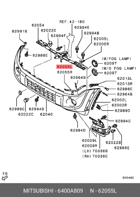 кронштейн переднего бампера !левый \Mitsubishi Pajero/Montero IV 07-21 6400A809 MITSUBISHI