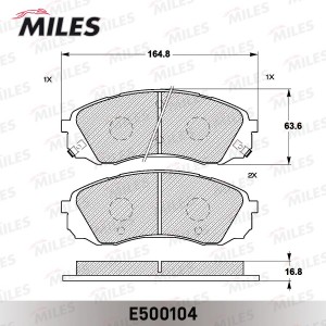 Колодки тормозные передние (Смесь CERAMIC серия PRO) HYUNDAI H1 02-/KIA CARNIVAL E500104 MILES