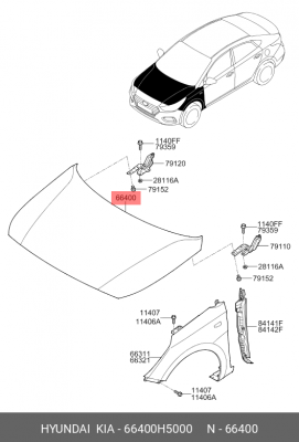 Капот 66400H5000 HYUNDAI KIA