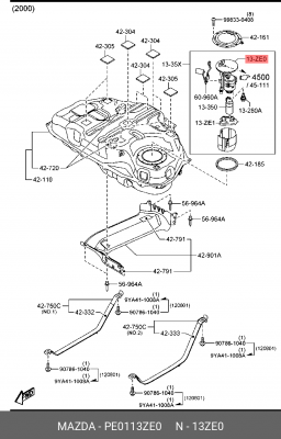 Фильтр насоса топливного MAZDA CX5 OE PE01-13-ZE0 MAZDA
