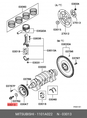 Болт MITSUBISHI Outlander (03-08) шкива коленвала OE 1101A022 MITSUBISHI