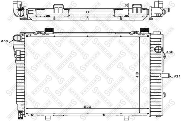 радиатор системы охлаждения! без AC\ MB C208/S202/W202 2.0/2.3i 95> 10-25908-SX STELLOX