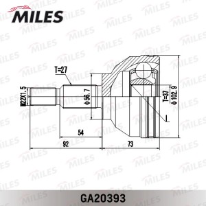 ШРУС наружный RENAULT LAGUNA/ESPACE 2.0-2.2 02- (SKF VKJA5383) GA20393 GA20393 MILES