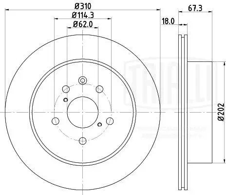 Диск торм. Lexus IS (05-)/GS (05-) зад. d=310 (окраш.) (DF 198003)  2шт DF198003 TRIALLI
