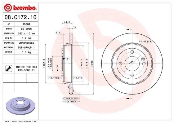 Диск тормозной 08.C172.10 08C17210 BREMBO