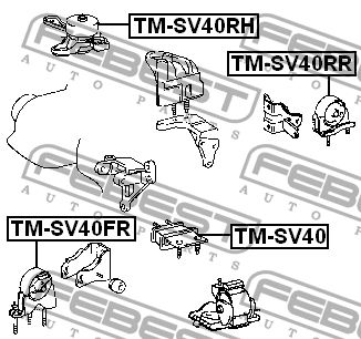 Подушка двигателя задняя TM-SV40RR FEBEST