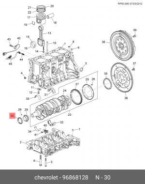 Сальник коленвала OPEL Antara (07-) (2.2 CDTI) передний (50х65х8) OE 96868128 GENERAL MOTORS