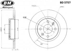 Диск тормозной передний, c ABS, 259 мм. (1шт.)  BD5757 BD5757 BM MOTORSPORT