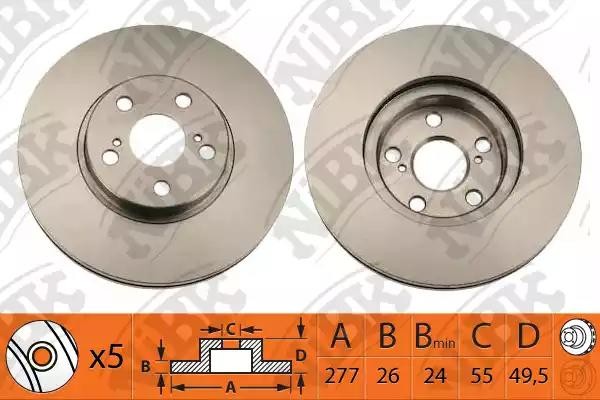 Диск тормозной TOYOTA AVENSIS 1.6-2.4 03- передний RN1200 RN1200 NIBK