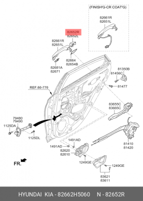 накладка ручки двери! передней правой\ Hyundai Solaris/Accent 17> 82662H5060 HYUNDAI