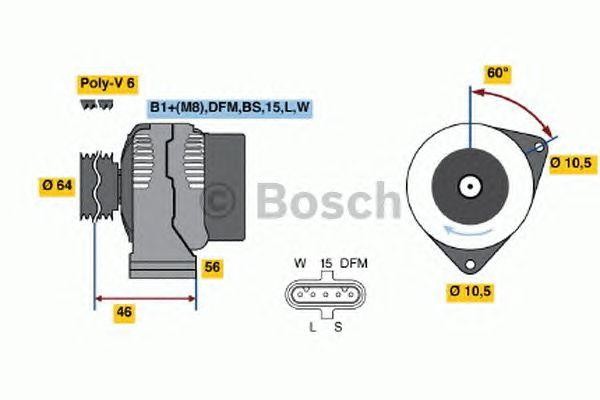 Генератор КАМАЗ Евро-3 (6 ручьев) 28V,80А BOSCH 0124555052 BOSCH