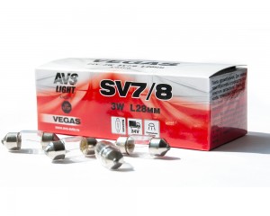 Лампа 24V C3W SV7-8 28мм AVS A78337S AVS