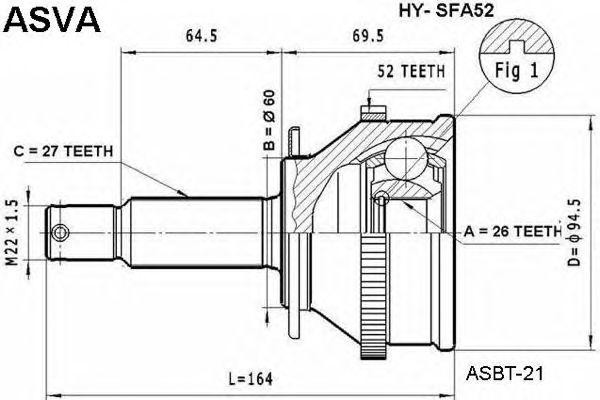ШРУС НАРУЖНЫЙ 26x60x27 [12] HYSFA52 HY-SFA52 ASVA