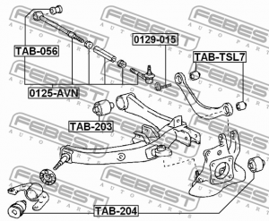 Сайлентблок задн подвески TOYOTA AVENSIS ADT25#/AZT25#/CDT250 2003-2008 TAB-204 TAB-204 FEBEST