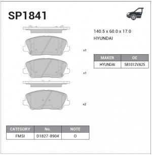 Колодки передние HYUNDAI VELOSTER 2011- SP1841 SP1841 SANGSIN