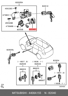 Пеpеключатель замка зажигания ASX 4408A155 MITSUBISHI