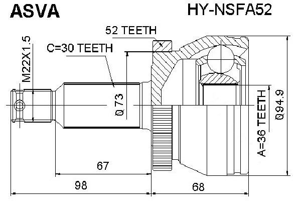 ШРУС НАРУЖНЫЙ 36x30 [12] HYNSFA52 HY-NSFA52 ASVA