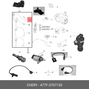 ПРОВОД ВВ СВЕЧИ 1-ГО ЦИЛИНДРА 477F3707130 477F-3707130 CHERY