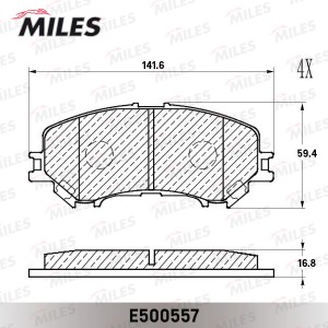 Колодки тормозные передние (Смесь CERAMIC серия PRO) NISSAN X-TRAIL(32) 14- (TRW E500557 MILES