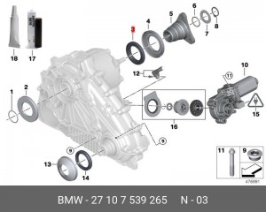 Сальник ! \BMW X3 E83, LCI, X5 E53, E70, X6 E71, E72 Hybrid 27 10 7 539 265 BMW