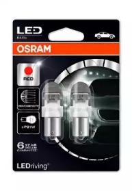 Лампа светодиодная 12V P21W BA15s блистер (2шт.) Red OSRAM 7556R-02B OSRAM
