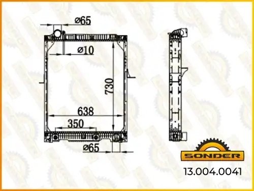 Радиатор охлаждения  970*790.6*43 (алюминий без рамки) DAF 95.360-430 (87-) анал 130040041 SONDER