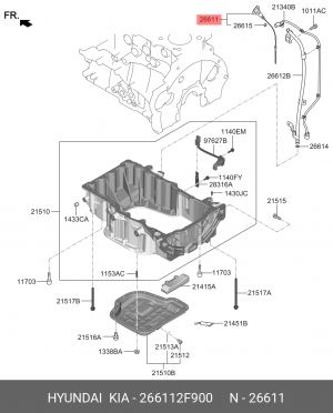 ЩУП (ИЗМЕРИТЕЛЬ) УРОВНЯ МАСЛА 26611-2F900 266112F900 HYUNDAI KIA