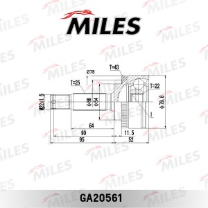 ШРУС наружный MITSUBISHI Space Star 1/3 (GKN 304306) GA20561 GA20561 MILES