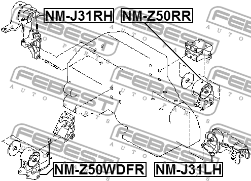 Подушка двигателя передняя NM-Z50WDFR NM-Z50WDFR FEBEST