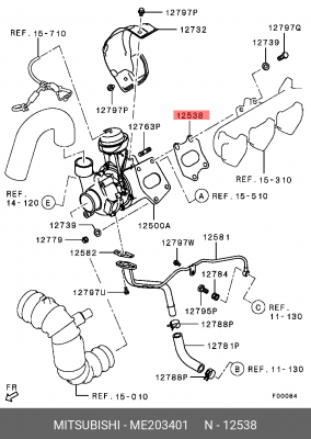 прокладка турбины!\ Mitsubishi Pajero 90> ME203401 MITSUBISHI