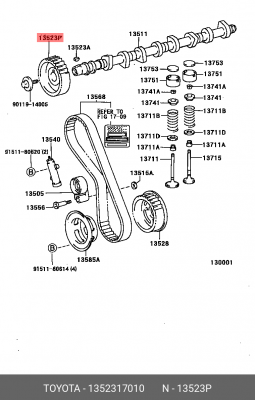 шкив распредвала!\ Toyota 4Runner/Coaster 13523-17010 TOYOTA