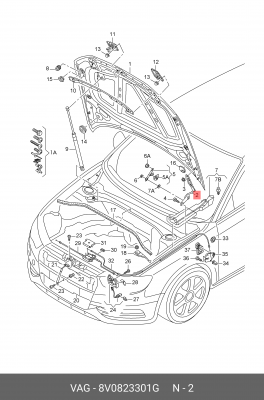 (8 ГР.), (AUDI), ПЕТЛЯ КРЫШКИ 8V0 823 301 G VAG