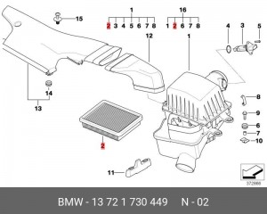 Фильтр воздушный BMW 3 (E36,E46),5 (E39) OE 13 72 1 730 449 BMW