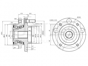 Ступица передняя (без ABS) HUB-20038 UNIO