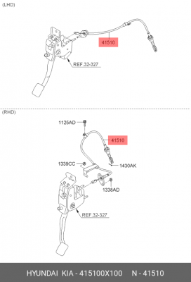 Трос сцепления HYUNDAI i10 OE 415100X100 HYUNDAI KIA