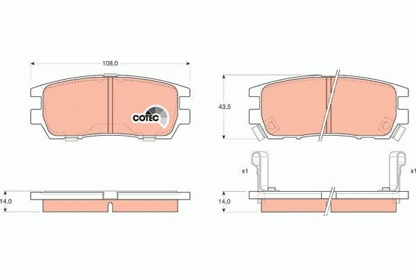 Колодки тормозные MITSUBISHI Pajero 1, Pajero 2 (3.0/3.5/2.5TD), L400 (94-03) за GDB1127 TRW