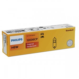 Лампа 12V H6W BAX9s PHILIPS 12036CP PHILIPS