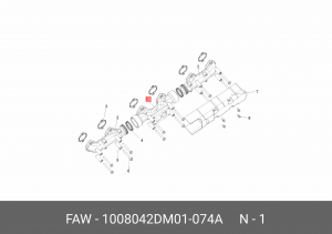 Коллектор FAW 3310 выпускной средняя часть OE 1008042DM01074A FAW